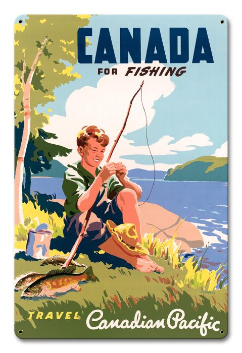 Canada For Fishing 12 X 18 vintage metal sign - Home & Garden Signs - Genre