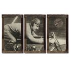 Board Track Racer, Vintage Motorcycle, METAL, Triptych, 3 Panel, On American Steel, Optional Barn Wood Frame, Wall Decor, Wall Art, 54"x36"