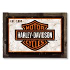 Harley Davidson Wall Art, Metal Sign, Optional Wood Frame