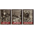 Indian Motorcycles Wall Art, Vintage Board Track Racers, Photo, Triptych METAL Sign, Home Decor, Optional Reclaimed Barn Wood Frame