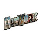 New York Landmarks, Travel, Custom Metal Shape, 28 X 16 Inches