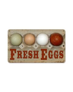 Fresh Eggs, Home and Garden, Metal Sign, 14 X 8 Inches