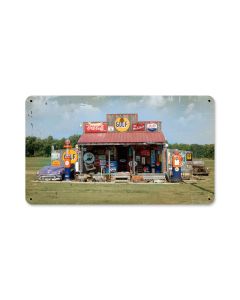 Gas Station, Home and Garden, Metal Sign, 14 X 8 Inches