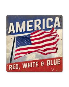 American, Home and Garden, Metal Sign, 12 X 12 Inches