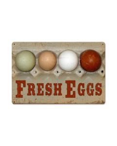 Fresh Eggs, Home and Garden, Vintage Metal Sign, 18 X 12 Inches