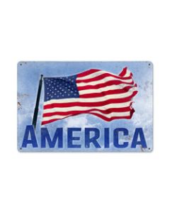 American, Home and Garden, Metal Sign, 18 X 12 Inches