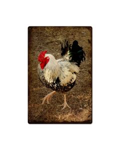 Rooster, Home and Garden, Metal Sign, 16 X 24 Inches