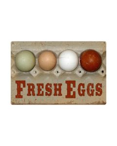 Fresh Eggs, Home and Garden, Metal Sign, 36 X 24 Inches