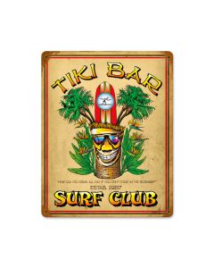 Tiki Bar, Food and Drink, Vintage Metal Sign, 12 X 15 Inches