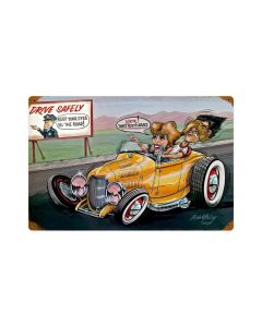 Drive Safely, Automotive, Vintage Metal Sign, 18 X 12 Inches