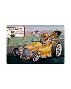 Drive Safely, Automotive, Vintage Metal Sign, 36 X 24 Inches