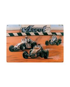Shoot Out At Ascot, Automotive, Metal Sign, 36 X 24 Inches