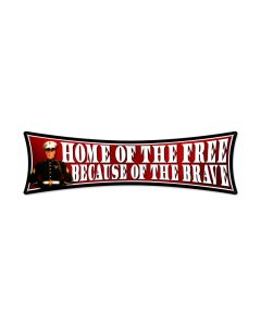 Free Brave, Allied Military, Bowtie Metal Sign, 27 X 8 Inches