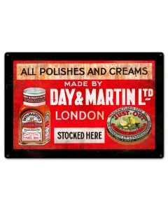 DAY AND MARTIN SHOE POLISH, Nostalgic, Vintage Metal Sign, 18 X 12 Inches