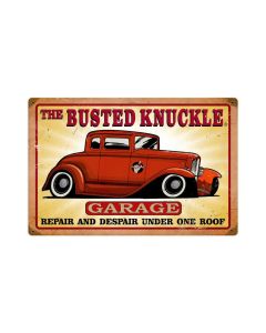Busted Knuckle Garage, Automotive, Vintage Metal Sign, 18 X 12 Inches