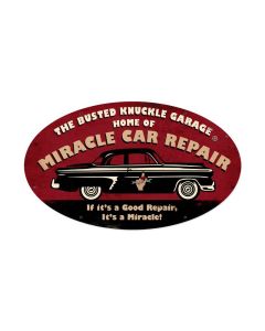 Miracle Repair, Automotive, Oval Metal Sign, 24 X 14 Inches