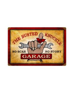 Busted Knuckle Garage, Automotive, Vintage Metal Sign, 18 X 12 Inches