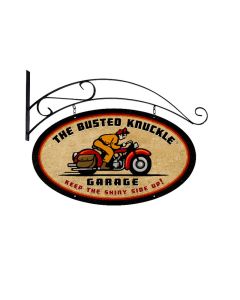 Retro Rider, Motorcycle, Double Sided Oval Metal Sign with Wall Mount, 24 X 14 Inches