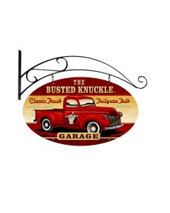 Old Truck, Automotive, Double Sided Oval Metal Sign with Wall Mount, 24 X 14 Inches