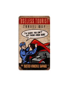 Useless Tourist Map, Automotive, Vintage Metal Sign, 8 X 14 Inches
