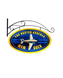 Air Dock, Aviation, Double Sided Oval Metal Sign with Wall Mount, 24 X 14 Inches