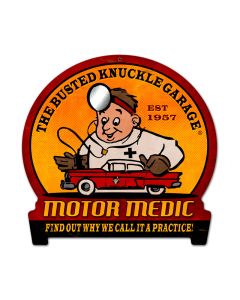 Motor Medic, Automotive, Round Banner Metal Sign, 15 X 16 Inches