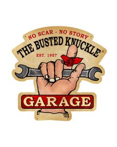 Busted Knuckle Garage, Automotive, Custom Metal Shape, 19 X 19 Inches