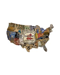 License Plate Map, Automotive, Custom Metal Shape, 25 X 16 Inches