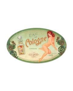 Cologne Pinup, Pinup Girls, Oval Metal Sign, 14 X 24 Inches