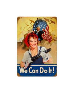 We Can Do It, Pinup Girls, Vintage Metal Sign, 18 X 12 Inches
