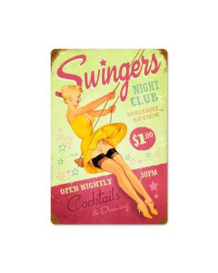 Swingers Club, Pinup Girls, Vintage Metal Sign, 18 X 12 Inches