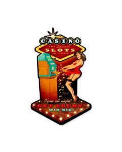 Casino Pinup, Pinup Girls, Custom Metal Shape, 10 X 17 Inches