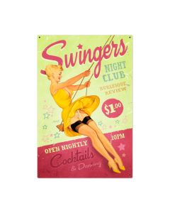 Swingers Club, Pinup Girls, Metal Sign, 36 X 24 Inches
