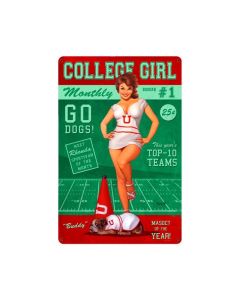 College Girl, Pinup Girls, Metal Sign, 12 X 18 Inches