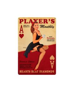 Players Poker, Pinup Girls, Metal Sign, 12 X 18 Inches