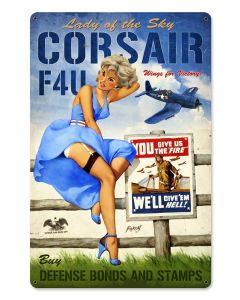 Corsair F4U | 12 x 18 Vintage Metal Sign, Aviation, Vintage Metal Sign, 12 X 18 Inches