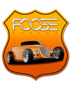 Foose Dragster Orange, Featured Artists/Chip Foose Signs, SATIN SHIELD METAL SIGN , 15 X 15 Inches