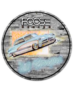 Foose 50 Ford Coupe Blue and White, Featured Artists/Chip Foose Signs, Round, 14 X 14 Inches