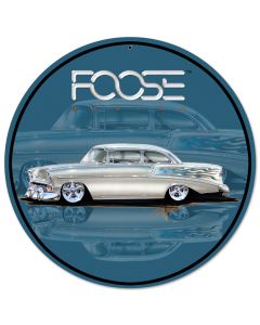 Foose 56 BelAir Silver Satin, Featured Artists/Chip Foose Signs, Round, 14 X 14 Inches