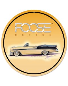 Foose 56 BelAir Yellow and Black, Featured Artists/Chip Foose Signs, Round, 14 X 14 Inches