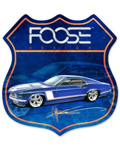 70 Blue Race Car, Featured Artists/Chip Foose Signs, Shield, 15 X 15 Inches