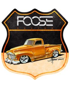 52 Yellow Truck, Featured Artists/Chip Foose Signs, Shield, 15 X 15 Inches