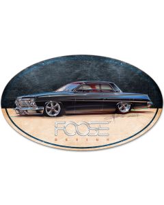 62 Black low Riding Car, Featured Artists/Chip Foose Signs, Oval, 40 X 25 Inches