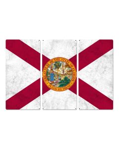 Florida State Flag, Sunshine State, Triptych Metal Sign, Wall Decor, Wall Art, Vintage, 54"x36"