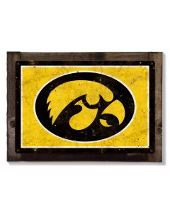 Iowa Hawkeyes Wall Art, NCAA Rustic Metal Sign, Optional Rustic Wood Frame, College Teams, Mascots, and Sports