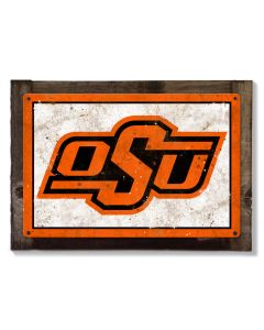 Oklahoma State University Wall Art, NCAA Rustic Metal Sign, Optional Rustic Wood Frame, College Teams, Mascots, and Sports