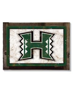 Hawaii Warriors Wall Art, NCAA Rustic Metal Sign, Optional Rustic Wood Frame, College Teams, Mascots, and Sports