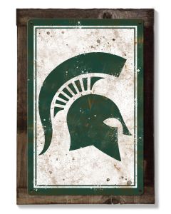 Michigan State Spartans Wall Art, NCAA Rustic Metal Sign, Optional Rustic Wood Frame, College Teams, Mascots, and Sports
