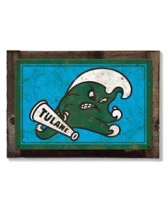 Tulane Green Wave Wall Art, NCAA Rustic Metal Sign, Optional Rustic Wood Frame, College Teams, Mascots, and Sports