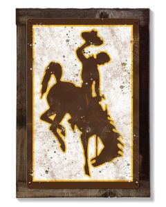 Wyoming Athletics Wave Wall Art, NCAA Rustic Metal Sign, Optional Rustic Wood Frame, College Teams, Mascots, and Sports